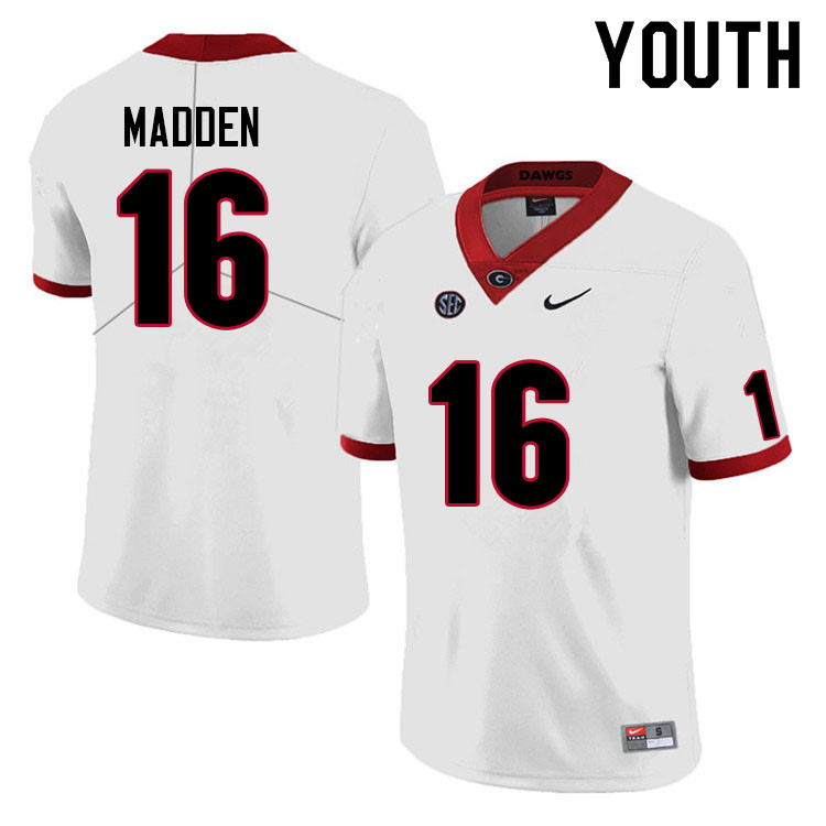 Youth #16 C.J. Madden Georgia Bulldogs College Football Jerseys Sale-White Anniversary - Click Image to Close